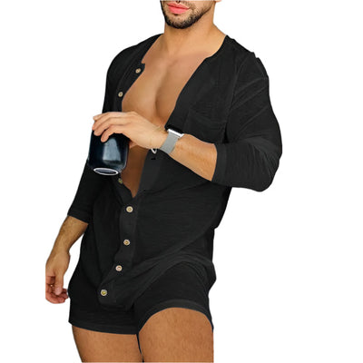 Men's Cotton Blend Tight Jumpsuit Homewear Seasia