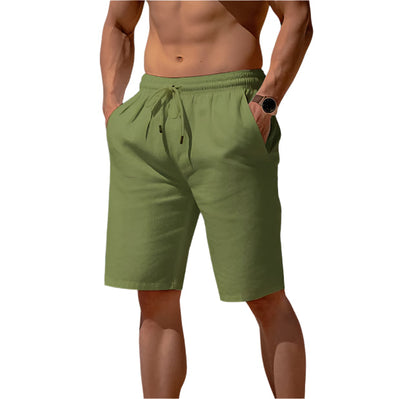 Men’s Cotton-Linen Summer Drawstring Shorts Seasia