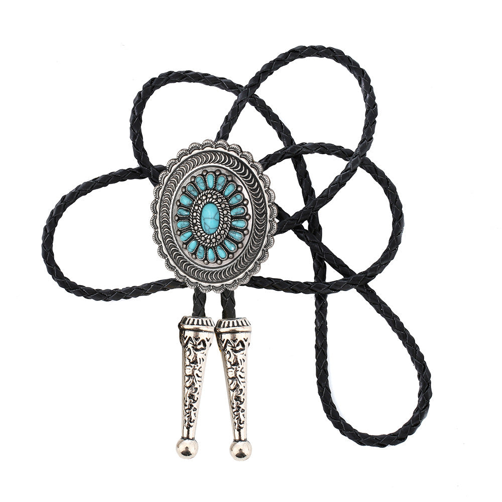 Unisex Turquoise Carved Bolo Tie Seasia