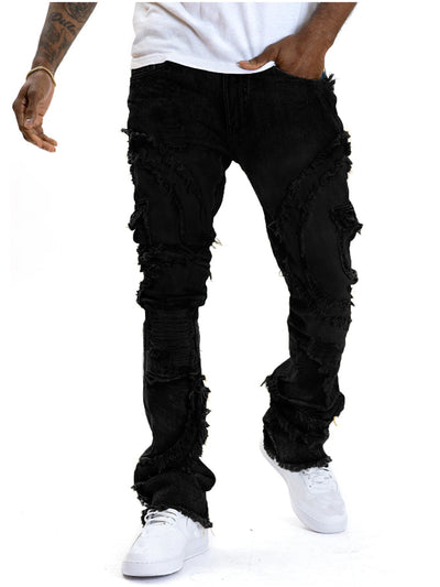 Men's Patchwork Fringe Flared Jeans Seasia