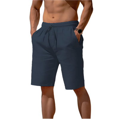 Men’s Cotton-Linen Summer Drawstring Shorts Seasia