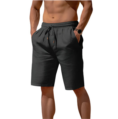 Men’s Cotton-Linen Summer Drawstring Shorts Seasia