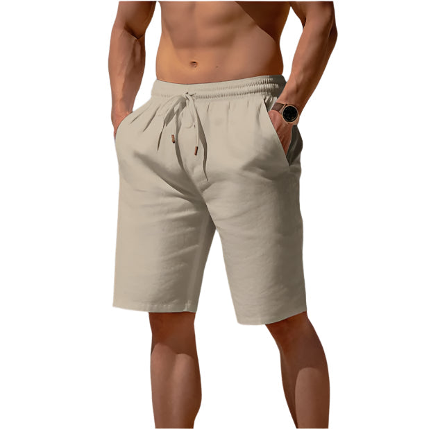 Men’s Cotton-Linen Summer Drawstring Shorts Seasia