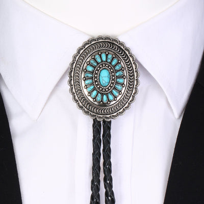 Unisex Turquoise Carved Bolo Tie Seasia