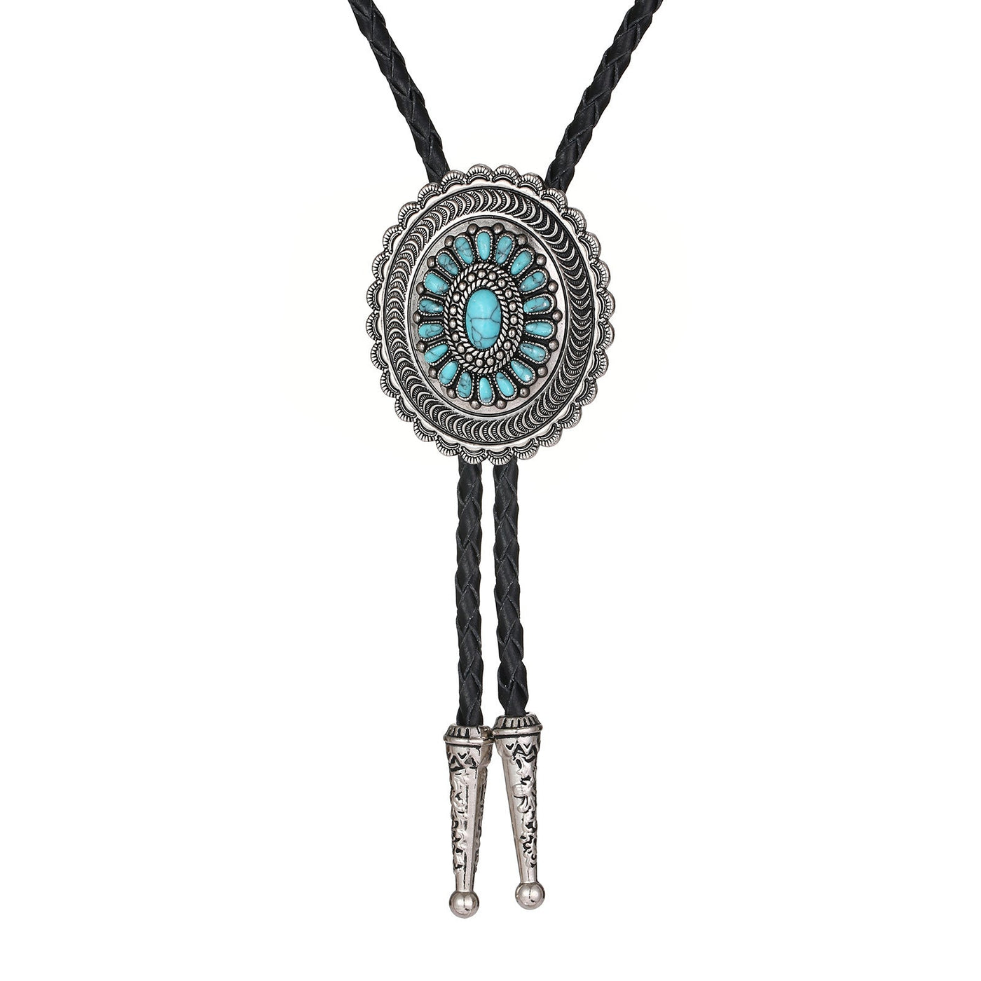 Unisex Turquoise Carved Bolo Tie Seasia