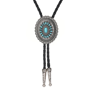 Unisex Turquoise Carved Bolo Tie Seasia