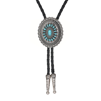 Unisex Turquoise Carved Bolo Tie Seasia