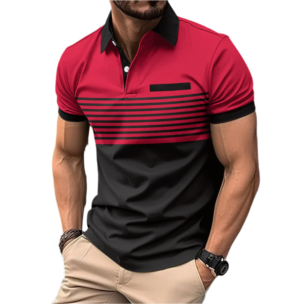 Men’s Casual Striped Shirt with Chest Pocket Seasia