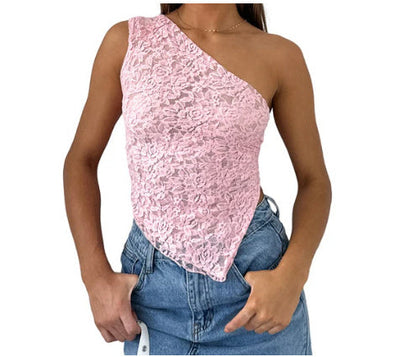 Lace Backless Asymmetrical Top Seasia