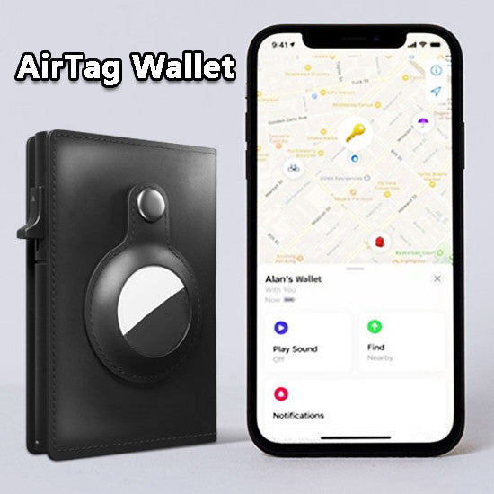Slim RFID Leather Wallet for AirTag Seasia