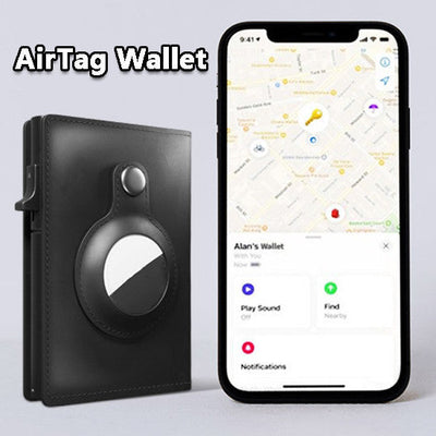 Slim RFID Leather Wallet for AirTag Seasia