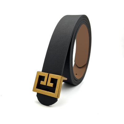 Bronze Buckle Faux Leather Belt Seasia