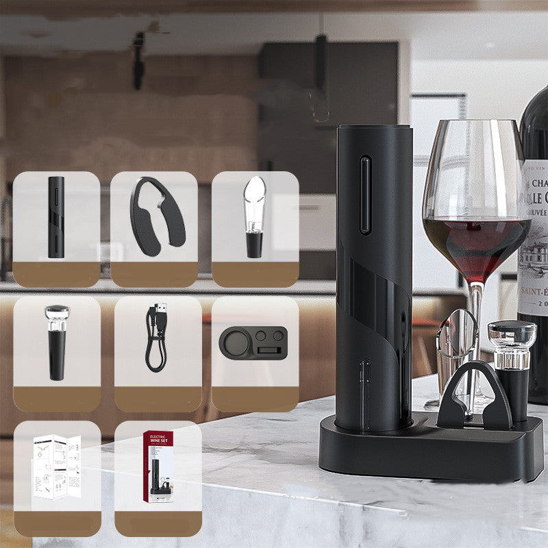 USB Rechargeable Electric Wine Bottle Opener Set – With Foil Cutter & Pourer Seasia