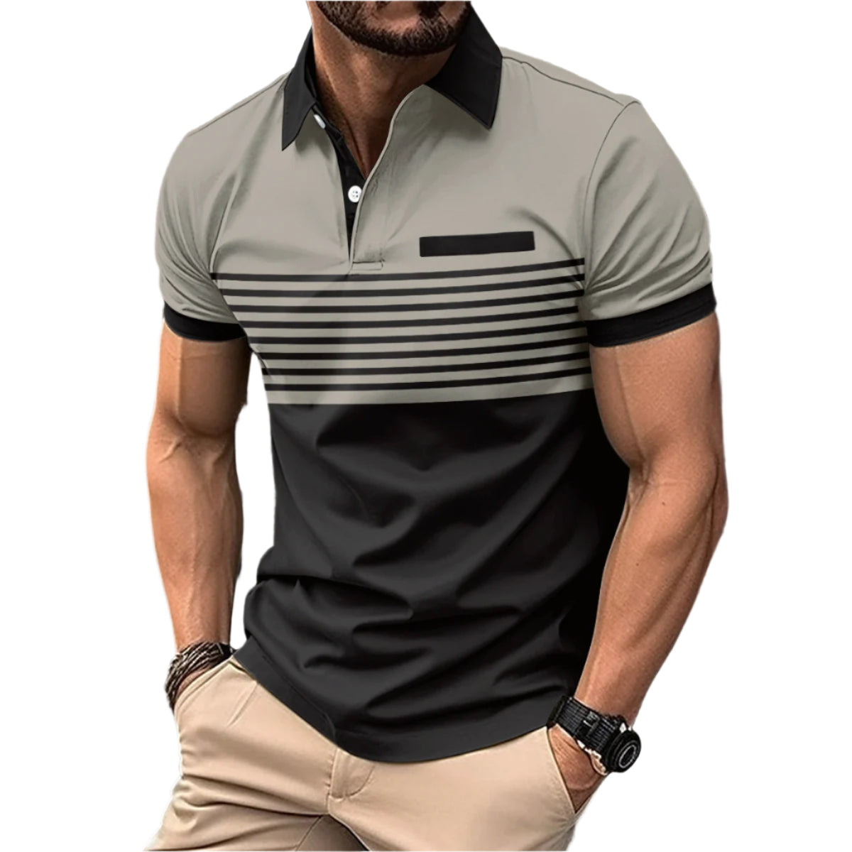 Men’s Casual Striped Shirt with Chest Pocket Seasia