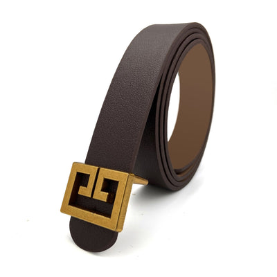 Bronze Buckle Faux Leather Belt Seasia