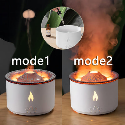 Volcano Flame Aroma Diffuser with Jellyfish Mist & LED Lights – 350ml Seasia