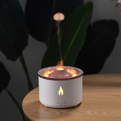 Volcano Flame Aroma Diffuser with Jellyfish Mist & LED Lights – 350ml Seasia
