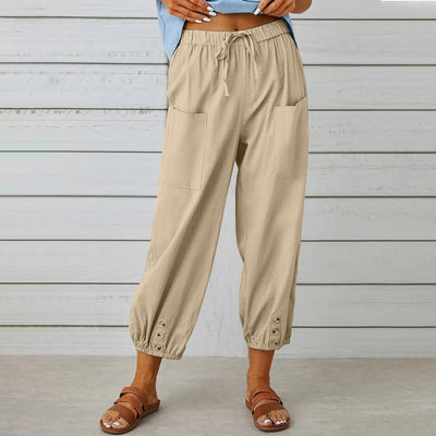 Cotton Linen Drawstring Trousers Seasia