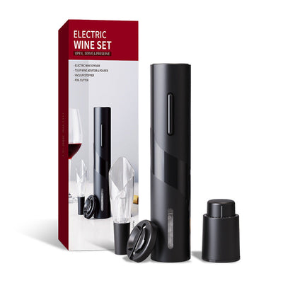 USB Rechargeable Electric Wine Bottle Opener Set – With Foil Cutter & Pourer Seasia