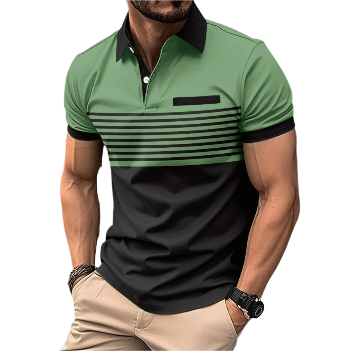 Men’s Casual Striped Shirt with Chest Pocket Seasia