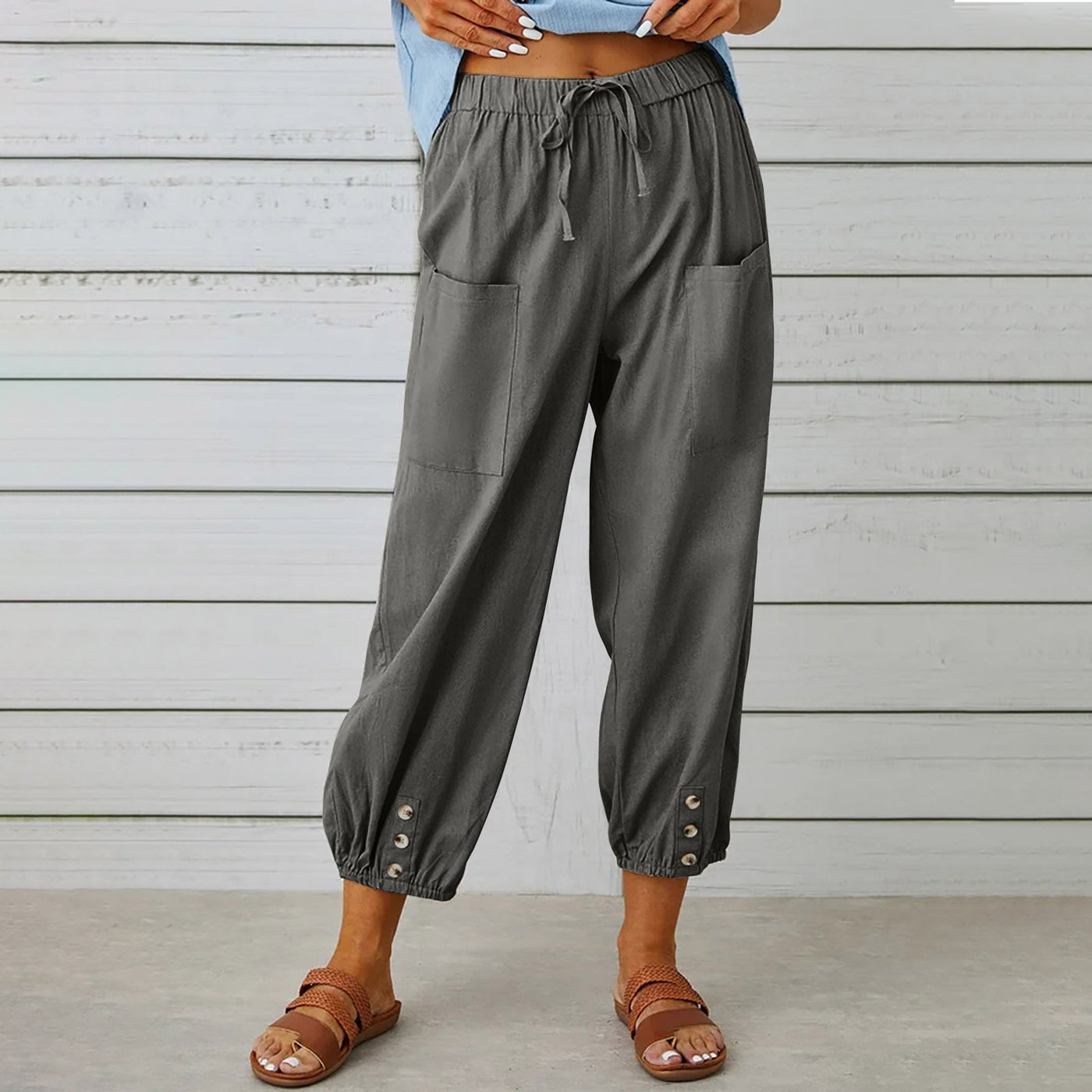 Cotton Linen Drawstring Trousers Seasia