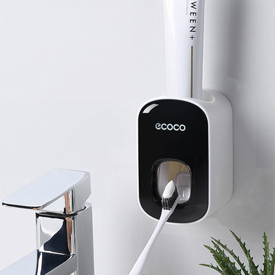 Wall-Mounted Toothpaste Dispenser & Toothbrush Holder Set Seasia