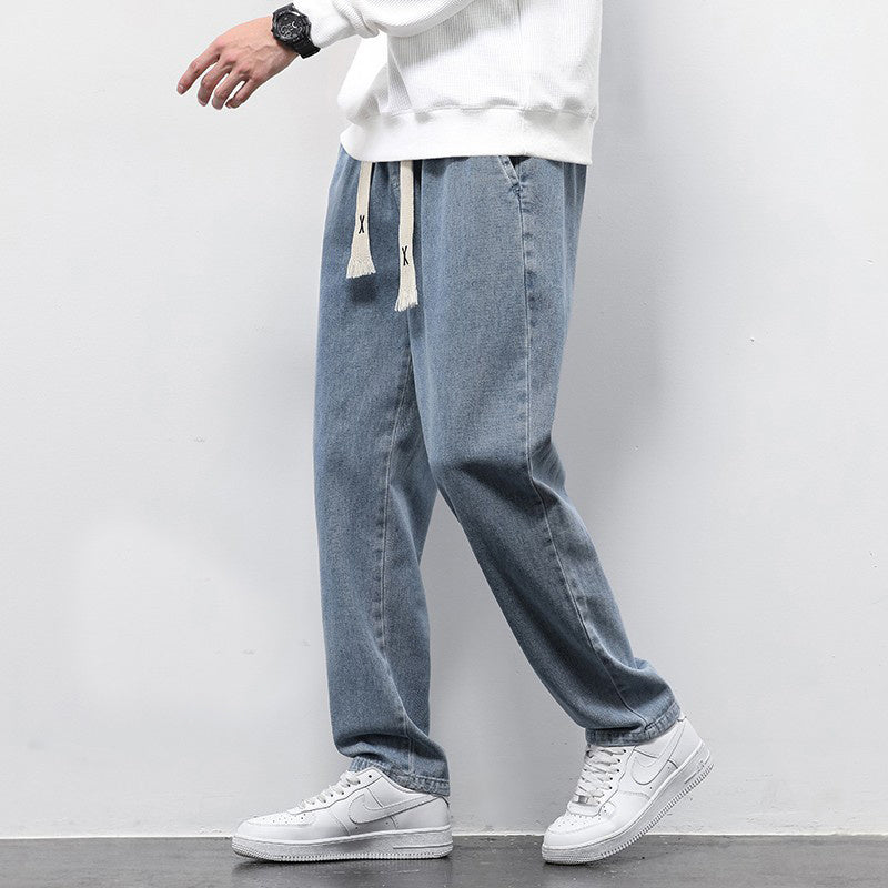 Men’s Loose Fit Drawstring Denim Trousers Seasia