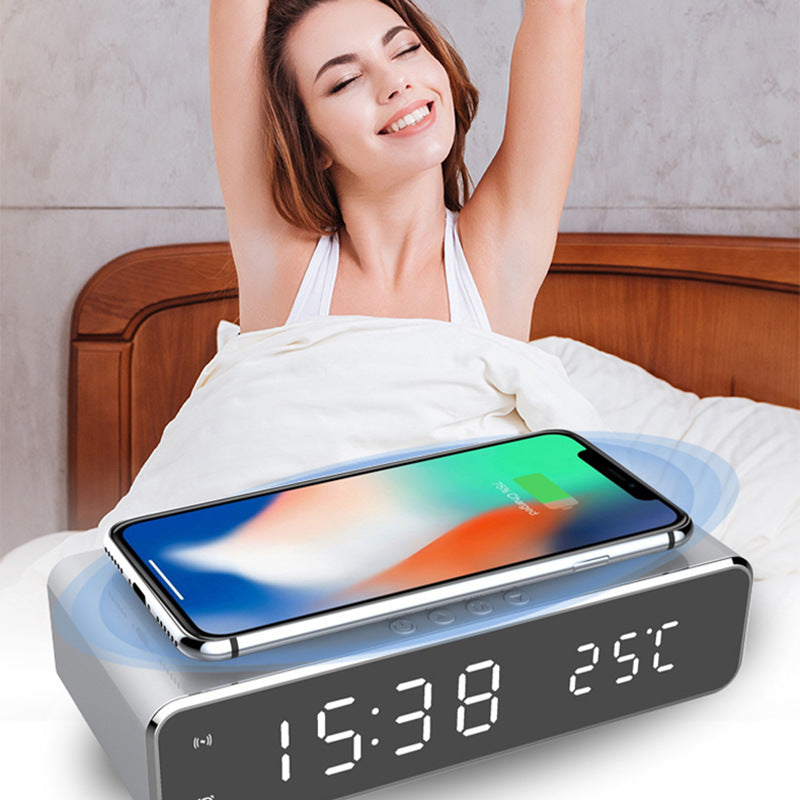 LED Alarm Clock with Wireless Charger & Thermometer Seasia