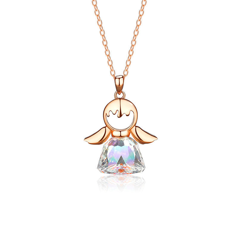 Crystal Angel Pendant Necklace Seasia