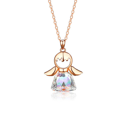 Crystal Angel Pendant Necklace Seasia