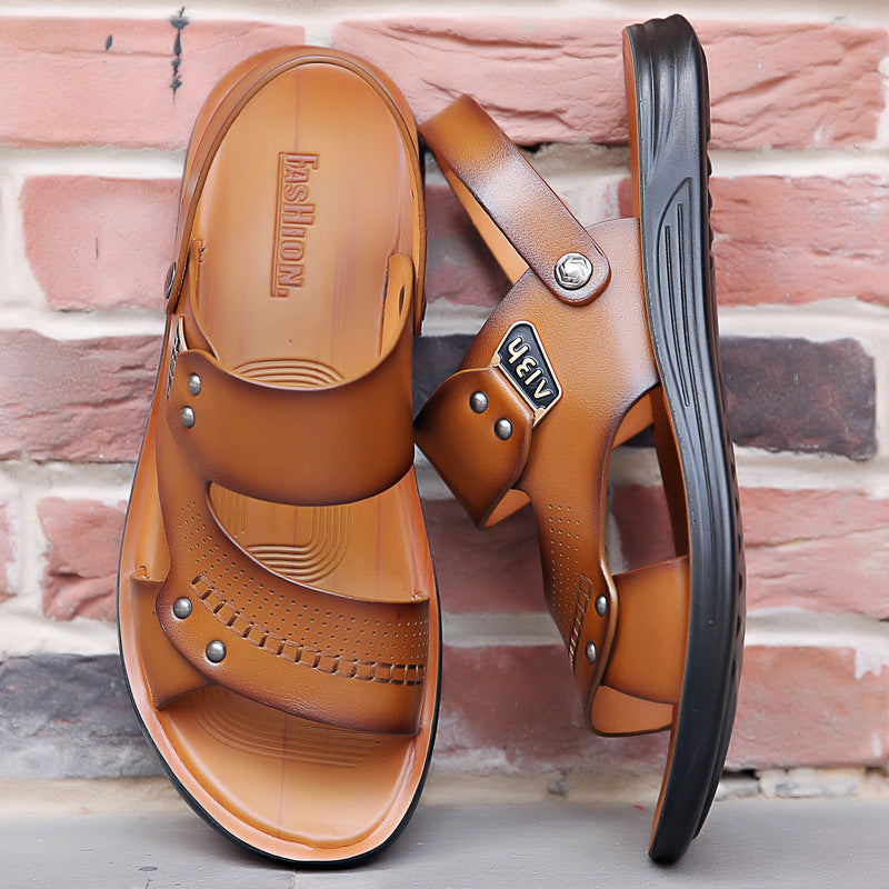 Men's Genuine Leather Slip-On Sandals Seasia
