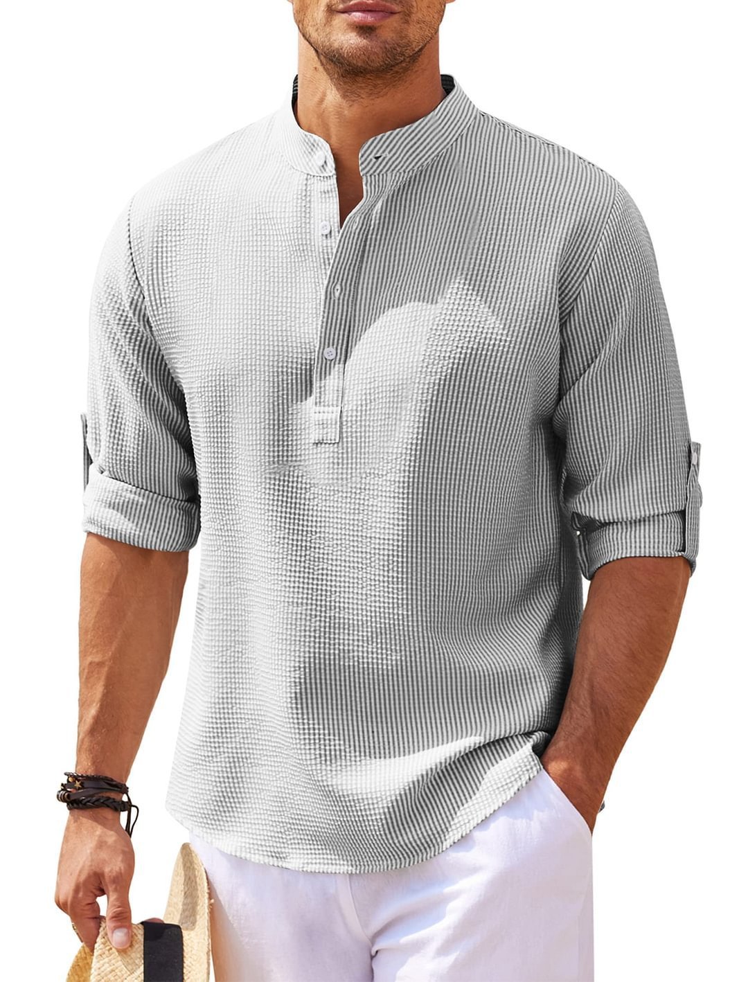 Men’s Casual Stand Collar Shirt Seasia