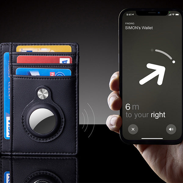 Slim RFID Leather Wallet for AirTag Seasia