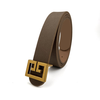 Bronze Buckle Faux Leather Belt Seasia