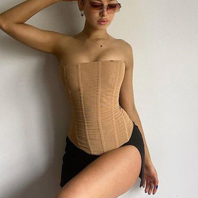 Mesh Corset Tube Top Seasia