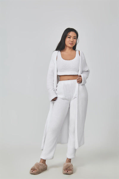 Women's 3-Piece Cozy Lounge Set – Crop Top, Cardigan & Trousers Seasia
