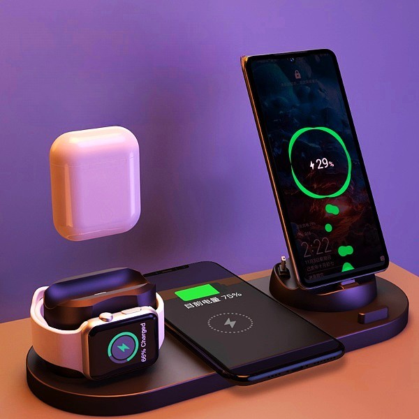 6-in-1 Wireless Charger for iPhone & More – Fast Charging Pad & Dock Station Seasia