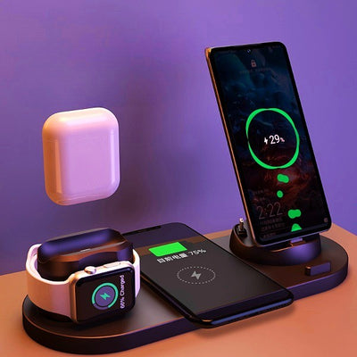 6-in-1 Wireless Charger for iPhone & More – Fast Charging Pad & Dock Station Seasia